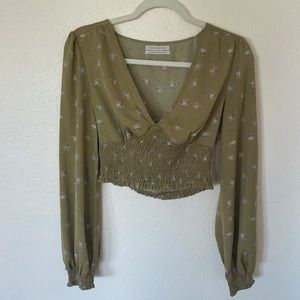 Urban Outfitters Long Sleeve Smocked Top